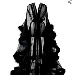 Intimates & Sleepwear - Black feather lingerie bathrobe Intimates & Sleepwear - Black feather lingerie bathrobe